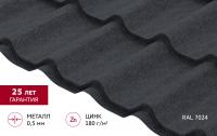 Металлочерепица Grand Line Классик в01 0,5 Rooftop Бархат RAL 7024 мокрый асфальт