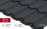 Металлочерепица Grand Line Квинта плюс 0,5 Полидэкстер TwinColor RAL 7024 мокрый асфальт